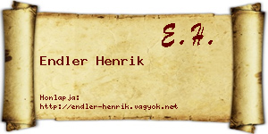 Endler Henrik névjegykártya